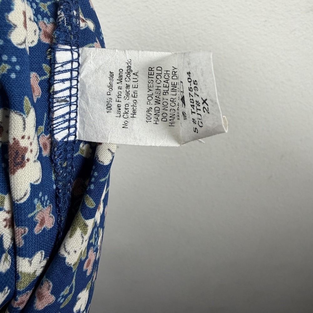 Floral Sleeveless 2X Blue Floral‎ Blouse Tank Top Womens Cottagecore Peasant - Picture 10 of 11